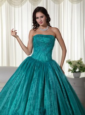 Teal Blue Strapless Skirt Teenager Wear For Quincea Party Like Princess