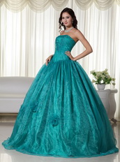 Teal Blue Strapless Skirt Teenager Wear For Quincea Party Like Princess