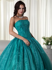 Teal Blue Strapless Skirt Teenager Wear For Quincea Party Like Princess