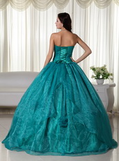 Teal Blue Strapless Skirt Teenager Wear For Quincea Party Like Princess