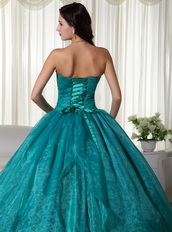 Teal Blue Strapless Skirt Teenager Wear For Quincea Party Like Princess