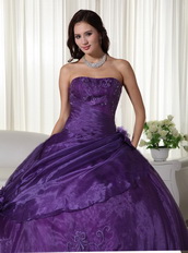 Nice Dark Purple Organza Quinceanera Gown With Embroidery Like Princess