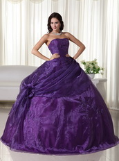 Nice Dark Purple Organza Quinceanera Gown With Embroidery Like Princess