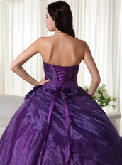 Nice Dark Purple Organza Quinceanera Gown With Embroidery Like Princess