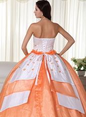 Handcrafted Flowers Quinceanera Dress Orange And White Like Princess