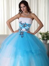 Bright Aqua and White Quinceanera Dress Multi Color Mixed Like Princess