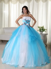 Bright Aqua and White Quinceanera Dress Multi Color Mixed Like Princess