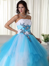 Bright Aqua and White Quinceanera Dress Multi Color Mixed Like Princess