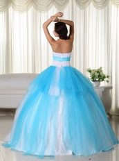 Bright Aqua and White Quinceanera Dress Multi Color Mixed Like Princess