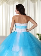 Bright Aqua and White Quinceanera Dress Multi Color Mixed Like Princess