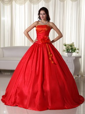 Simple Scarlet Strapless Quinceanera Dress Lace Up Closure Like Princess