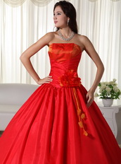 Simple Scarlet Strapless Quinceanera Dress Lace Up Closure Like Princess