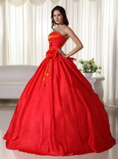 Simple Scarlet Strapless Quinceanera Dress Lace Up Closure Like Princess