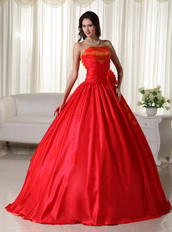 Simple Scarlet Strapless Quinceanera Dress Lace Up Closure Like Princess