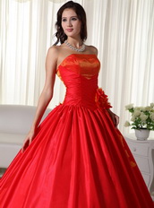 Simple Scarlet Strapless Quinceanera Dress Lace Up Closure Like Princess