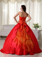 Simple Scarlet Strapless Quinceanera Dress Lace Up Closure Like Princess