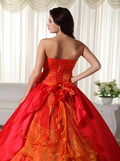 Simple Scarlet Strapless Quinceanera Dress Lace Up Closure Like Princess