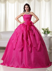 Rose Pink Strapless Quinceanera Dress With Embroidery Like Princess