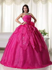 Rose Pink Strapless Quinceanera Dress With Embroidery Like Princess