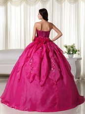 Rose Pink Strapless Quinceanera Dress With Embroidery Like Princess