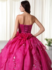 Rose Pink Strapless Quinceanera Dress With Embroidery Like Princess