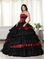 Exquisite Black Ball Gown For Quince Wine Red Leopard Zebra Like Princess