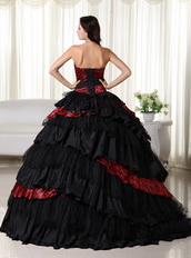 Exquisite Black Ball Gown For Quince Wine Red Leopard Zebra Like Princess