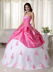 Sweetheart Neck Puffy Dress For Young Girl Pink and White Like Princess