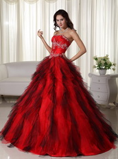 Red and Black Ombre A-line Skirt Quinceanera Dress 2014 Like Princess