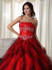 Red and Black Ombre A-line Skirt Quinceanera Dress 2014 Like Princess