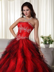 Red and Black Ombre A-line Skirt Quinceanera Dress 2014 Like Princess