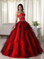 Red and Black Ombre A-line Skirt Quinceanera Dress 2014 Like Princess