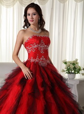 Red and Black Ombre A-line Skirt Quinceanera Dress 2014 Like Princess