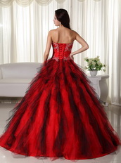 Red and Black Ombre A-line Skirt Quinceanera Dress 2014 Like Princess