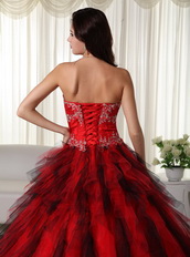 Red and Black Ombre A-line Skirt Quinceanera Dress 2014 Like Princess