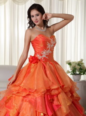 Orange And Hot Pink Contrast Designer Quinceanera Dress Like Princess