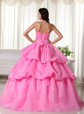 Pink Strapless Bubble Decorate Quinceanera Gown With Jacket Like Princess