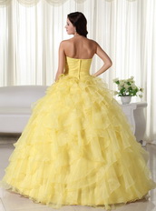 Yellow Sweetheart Ruffled Quinceanera Dress For Teenager Like Princess