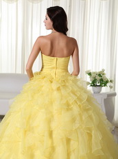 Yellow Sweetheart Ruffled Quinceanera Dress For Teenager Like Princess