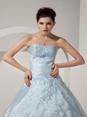 Baby Blue Sweetheart A-line Puffy Organza Dress For Quince Like Princess