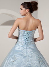 Baby Blue Sweetheart A-line Puffy Organza Dress For Quince Like Princess