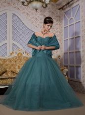 Peacock Green Sweetheart Puffy Skirt Quince Dress For Quinceanera Like Princess