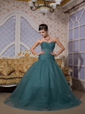 Peacock Green Sweetheart Puffy Skirt Quince Dress For Quinceanera Like Princess