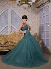 Peacock Green Sweetheart Puffy Skirt Quince Dress For Quinceanera Like Princess