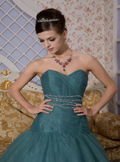 Peacock Green Sweetheart Puffy Skirt Quince Dress For Quinceanera Like Princess