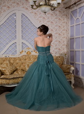 Peacock Green Sweetheart Puffy Skirt Quince Dress For Quinceanera Like Princess