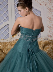 Peacock Green Sweetheart Puffy Skirt Quince Dress For Quinceanera Like Princess