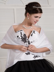 Black and White Ball Gown V-neck Floor-length Embroidery Quince Dress Like Princess