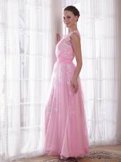 One Shoulder Appliqued Skirt Pink Lady In Prom Party Dress