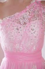 One Shoulder Appliqued Skirt Pink Lady In Prom Party Dress